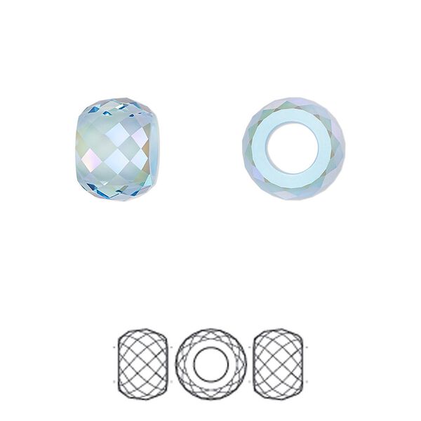 Bead 1pk aquamarine shimmer 2X, Crystal Passions® 11x7.75mm briolette XXL hole 5043 image number 0
