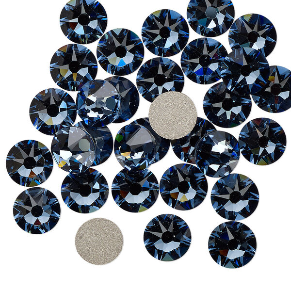 Flat back 12pk denim blue foil back, Crystal Passions® 7.07-7.27mm rose round SS34 2088 image number 0