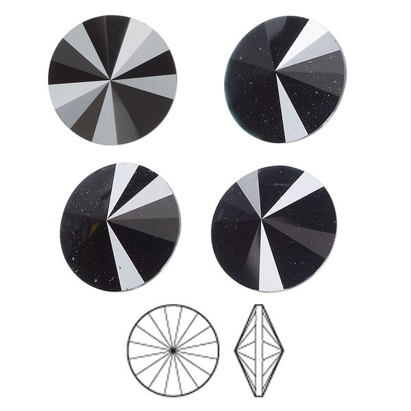 Chaton 4pk jet, Preciosa MAXIMA Czech crystal rhinestone 14mm rivoli image number 0