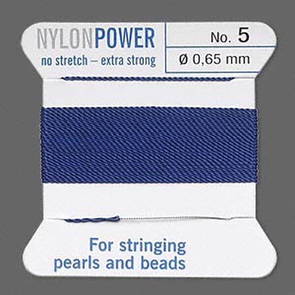 Thread, Griffin, nylon, blue, size #5. Sold per 2-meter card (approximately 78 inches). image number 0