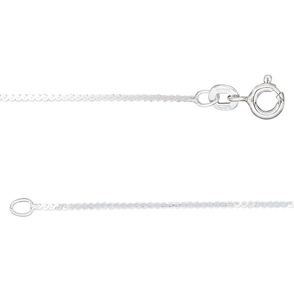 Chain, Gossamer™, sterling silver, 1mm serpentine, 20 inches. Sold individually. image number 0