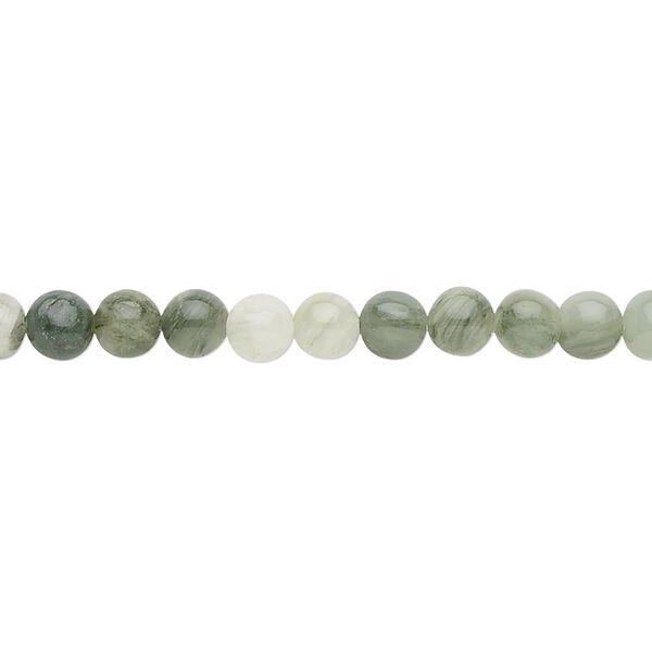 Bead, green line jasper (natural), 4mm round, B grade, Mohs hardness 6-1/2 to 7. Sold per 15-1/2" to 16" strand. image number 0
