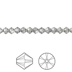 Bead 48pk black diamond, Crystal Passions® 4mm bicone 5328