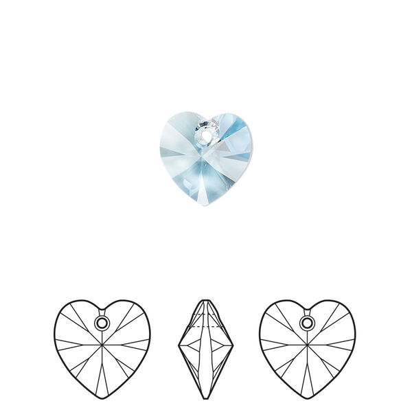 Drop 288pk aquamarine, Swarovski® 10mm pendant heart 6228 image number 0