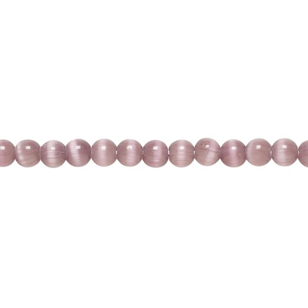 Bead, cat's eye glass (fiber optic glass), purple, 4mm round, quality grade. Sold per 15-1/2" to 16" strand. image number 0