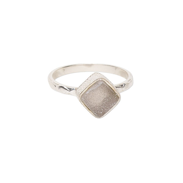 Ring, Create Compliments®, druzy agate (dyed) and sterling silver, white, 10mm wide diamond, size 7.5. Sold individually. image number 0