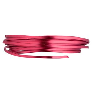 Wire, anodized aluminum, red, 3.5x1mm flat, 16 gauge. Sold per pkg of 18 feet.
