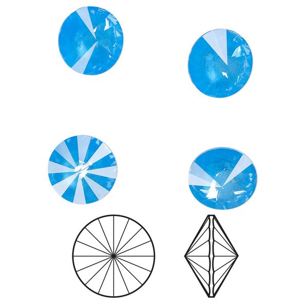 Chaton 144pk crystal electric blue ignite LacquerPRO, Swarovski® 12mm rivoli 1122 image number 0