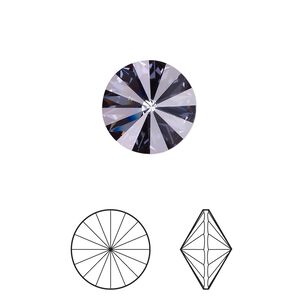 Chaton 4pk aquamarine antique pink foil back, Crystal Passions® 12mm rivoli 1122