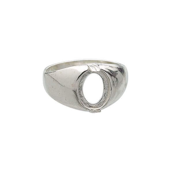 Ring, sterling silver, 10x8mm 2-prong oval setting, size 9. Sold individually. image number 0