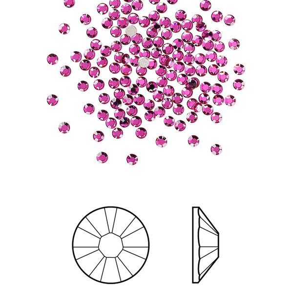 Flat back 144pk fuchsia foil back, Crystal Passions® 1.7-1.9mm rose round SS5 2058 image number 0