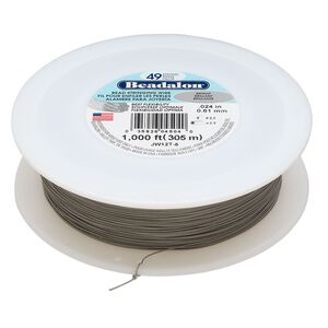 Wire, Beadalon®, nylon and stainless steel, bright, 49 strand, 0.024-inch diameter. Sold per 1000-foot spool.