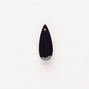 Drop 1pkg1, cubic zirconia, translucent black, 18x7mm top-drilled hand-faceted teardrop.