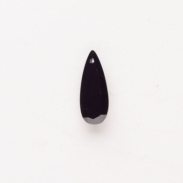 Drop 1pkg1, cubic zirconia, translucent black, 18x7mm top-drilled hand-faceted teardrop. image number 0