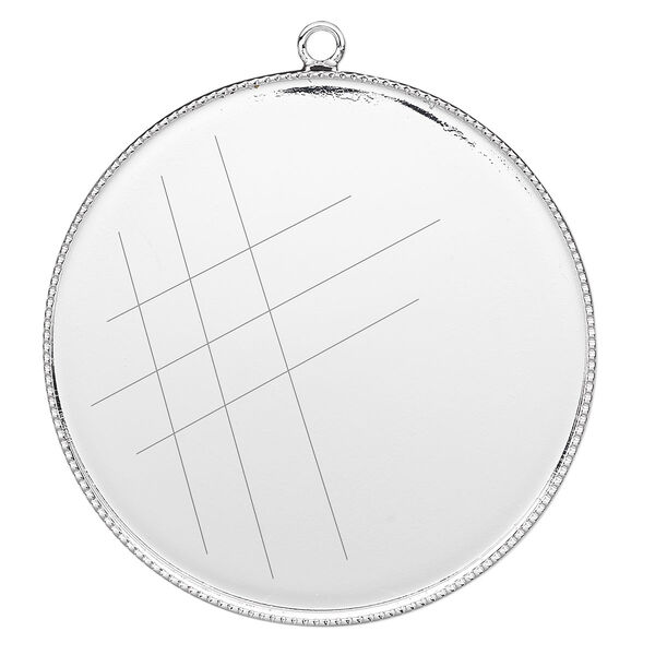 Focal, silver-plated brass, 39mm round with beaded edge and 38mm round bezel cup setting. Sold per pkg of 2. image number 0