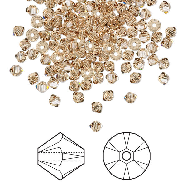Bead 144pk light Colorado topaz, Crystal Passions® 3mm bicone 5328 image number 0