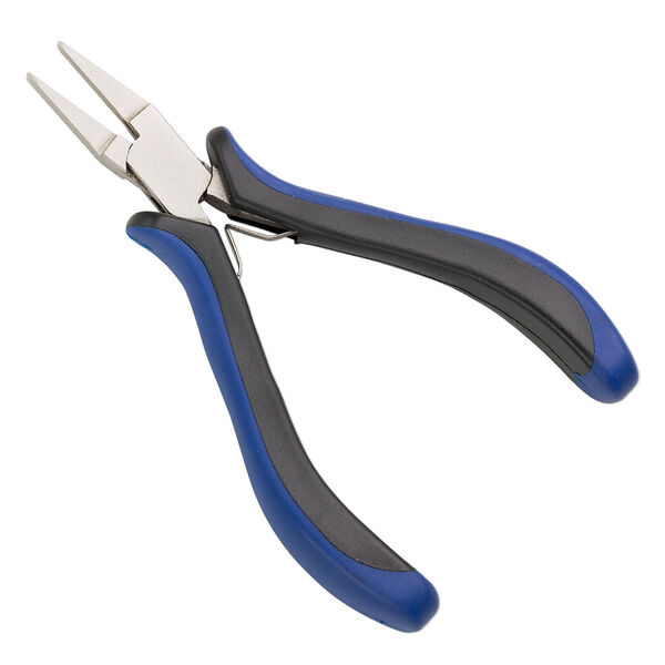 Pliers, flat-nose, plastic and nickel-plated steel, blue and black, 5 inches. Sold individually. image number 0