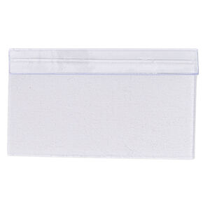 Earring card, PVC plastic, clear, 1 x 1/2 inch rectangle with adhesive front and no holes. Sold per pkg of 100.