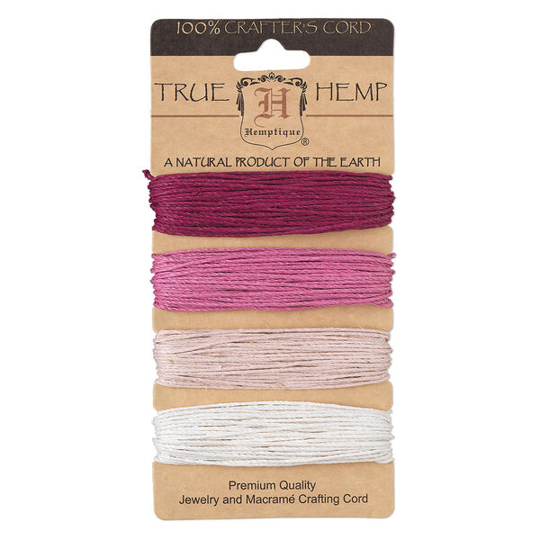 Cord mix, Hemptique®, hemp, ruby shades, 1mm diameter, 20-pound test. Sold per pkg of (4) 30-foot sections. image number 0