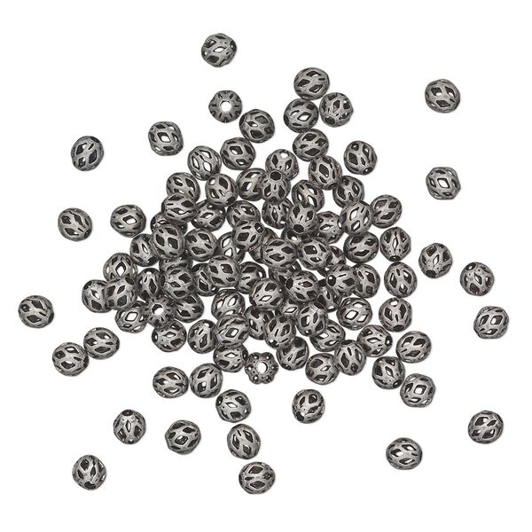 Bead, antique silver-plated brass, 4mm cutout round. Sold per pkg of 100. image number 0