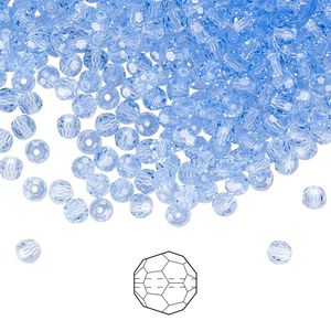 Bead 720pk light sapphire, Preciosa Czech crystal 3mm round