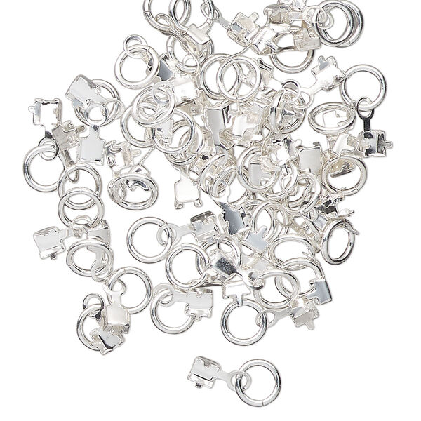 Drop, silver-finished brass, 3mm with SS9 chaton 2-prong setting. Sold per pkg of 30. image number 0