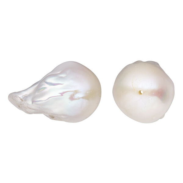 Pearl, cultured freshwater (bleached) white, 22x15mm-24x16mm baroque, C grade, Mohs hardness 2-1/2 to 4. Sold individually. image number 0