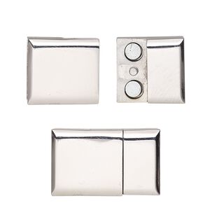 Clasp magnetic 1pkg1, 23x14mm rectangle / fits 11.5x3.5mm cord, stainless steel 1-strand