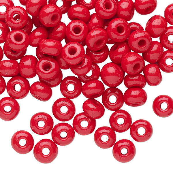 Seed bead, Preciosa Ornela Czech glass, pkg/50g, #2 rocaille, opaque red, (93190). image number 0