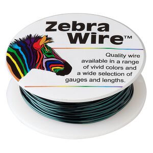 Wire, Zebra Wire™, color-coated copper, forest green, round, 20 gauge. Sold per 15-yard spool.