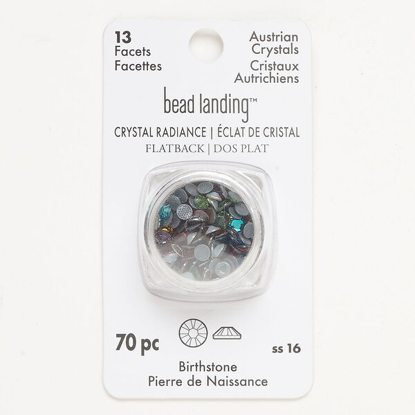 Flat back mix, crystal, birthstone, pkg/70, 3.8-4.00mm round, SS16. image number 0