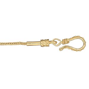 Chain 1pkg1 sterling silver foxtail, 1.3mm round / hook clasp, gold-finished Gossamer™ 18 inch