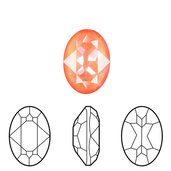 Fancy stone 1pk crystal ultra orange AB, Crystal Passions® 18x13mm oval 4120 image number 0