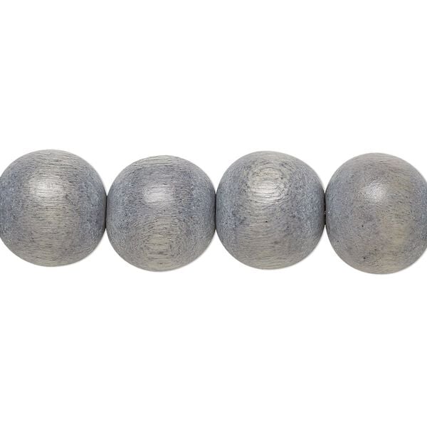 Bead 1pkg1, Taiwanese cheesewood (dyed / waxed), grey, 11-12 round, 15-1/2 to 16 inches. image number 0