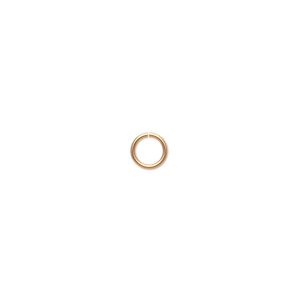 Jump ring, gold-plated brass, 5.5mm round, 4mm inside diameter, 20 gauge. Sold per pkg of 100.
