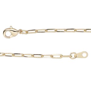 Chain 1pkg1 paperclip, 2.4mm / lobster claw clasp, gold-finished brass 24 inch