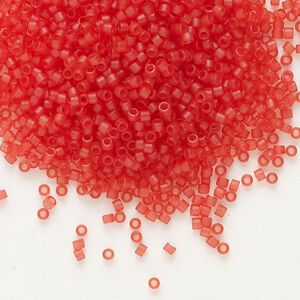 Seed bead, Delica®, glass, pkg/250g, #11 round, translucent matte watermelon light topaz (DB-0779).