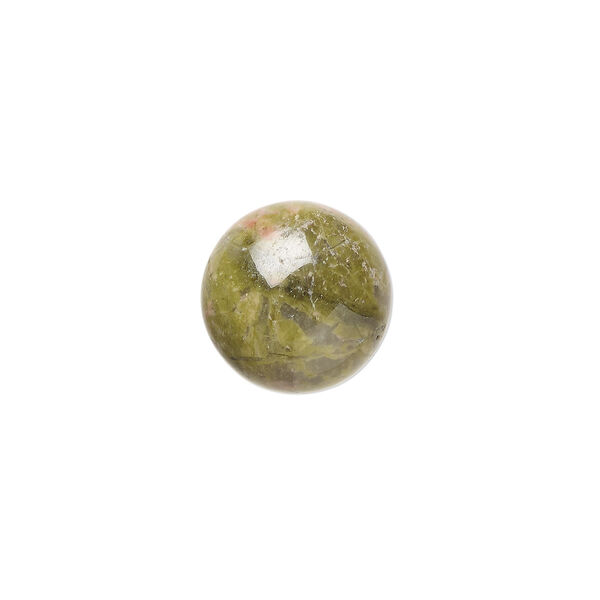 Cabochon, unakite (natural), 12mm calibrated round, B grade, Mohs hardness 6 to 7. Sold per pkg of 6. image number 0
