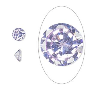 Gem, cubic zirconia, lavender, 6mm faceted round, Mohs hardness 8-1/2. Sold per pkg of 2.