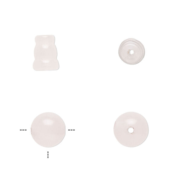 Bead, rose quartz (dyed), 8mm T-drilled round and 8x5mm-9x6mm cone, B grade, Mohs hardness 7. Sold per pkg of (2) 2-piece sets. image number 0