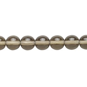 Bead, Czech glass druk, transparent smoke, 8mm round. Sold per 15-1/2" to 16" strand.