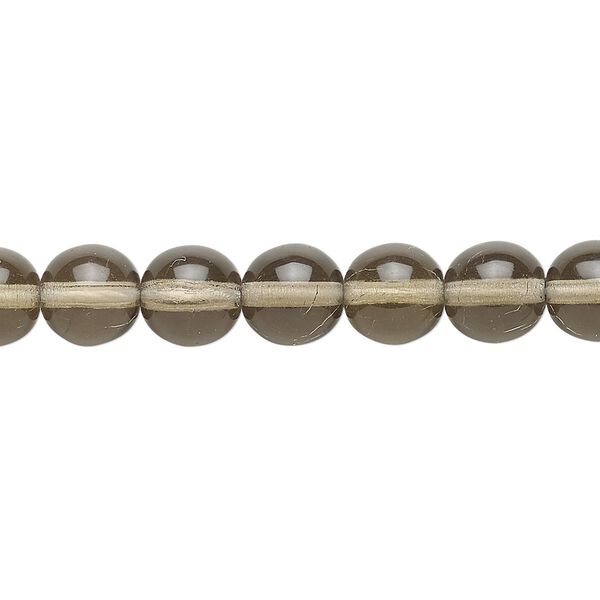 Bead, Czech glass druk, transparent smoke, 8mm round. Sold per 15-1/2" to 16" strand. image number 0