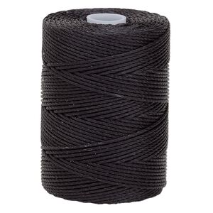 Thread, C-Lon®, nylon, black, 0.5mm diameter. Sold per 92-yard spool.