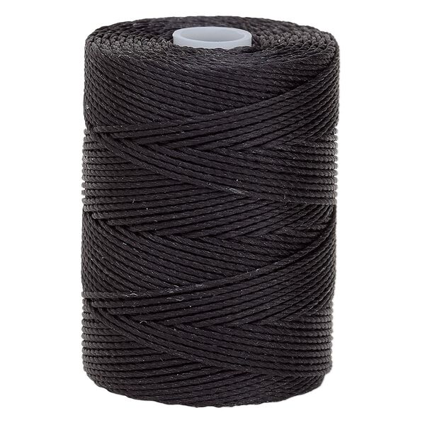 Thread, C-Lon®, nylon, black, 0.5mm diameter. Sold per 92-yard spool. image number 0