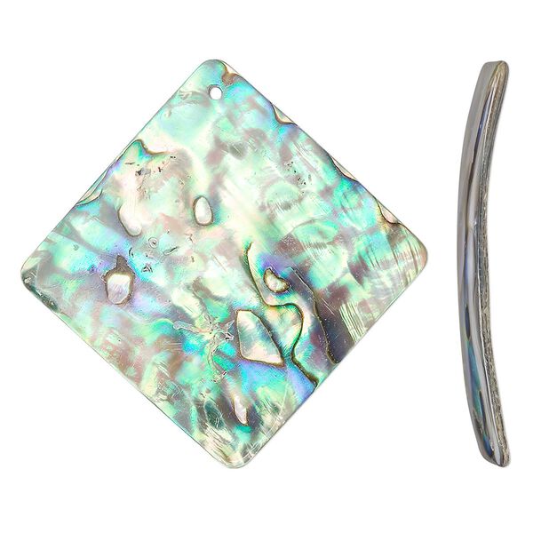 Focal, paua shell (natural), 52x52mm diamond, Mohs hardness 3-1/2. Sold individually. image number 0