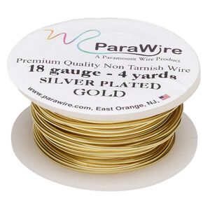 Wire, ParaWire™, gold-finished and silver-plated copper, round, 18 gauge. Sold per 4-yard spool.