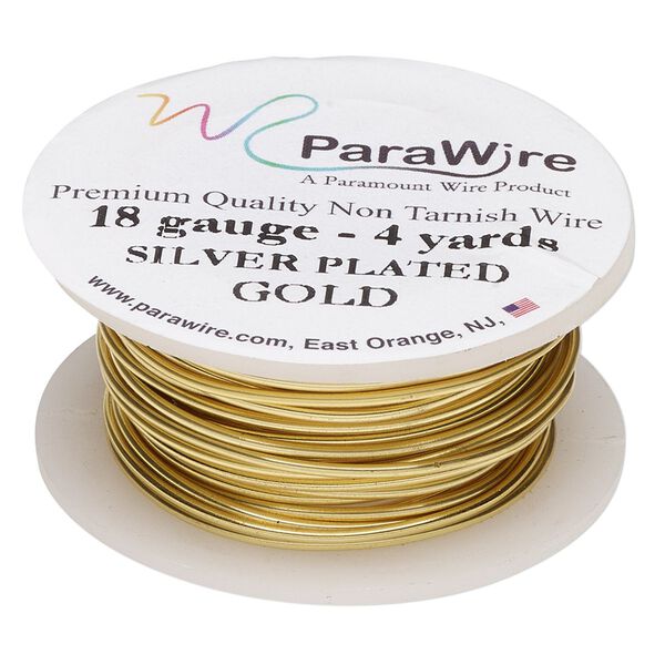 Wire, ParaWire™, gold-finished and silver-plated copper, round, 18 gauge. Sold per 4-yard spool. image number 0