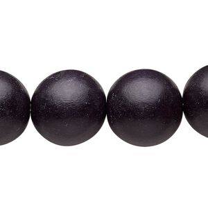 Bead, Taiwanese cheesewood (dyed / waxed), black, 15-16mm round. Sold per 15-1/2" to 16" strand.