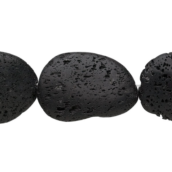 Bead, lava rock (waxed), 40x30mm oval, B grade, Mohs hardness 3 to 3-1/2. Sold per 15-1/2" to 16" strand. image number 0