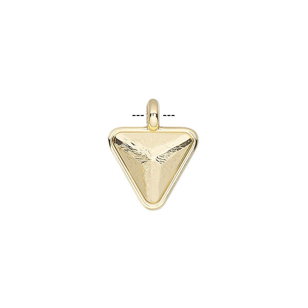 Drop, Almost Instant Jewelry®, gold-finished "pewter" (zinc-based alloy), 13x12x12mm with 10mm non-calibrated triangle setting. Sold individually. image number 0